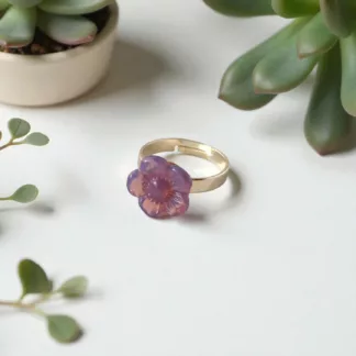 bague fleur parme