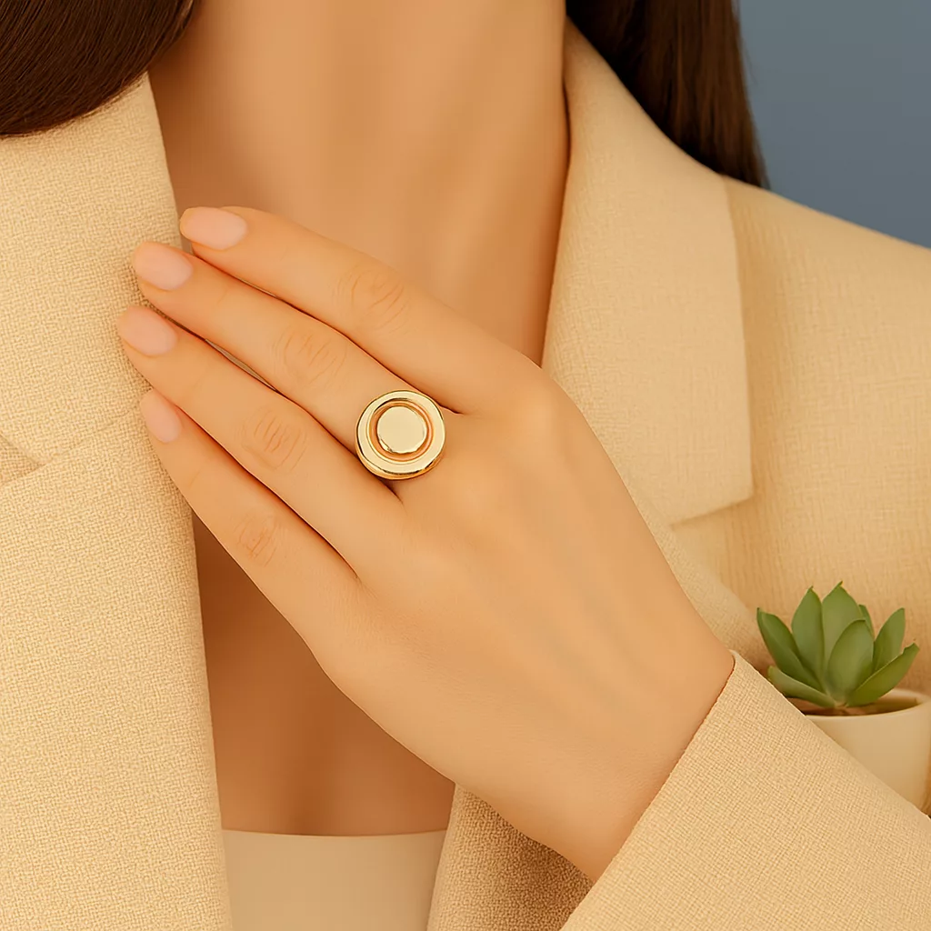 bague crème et dorée