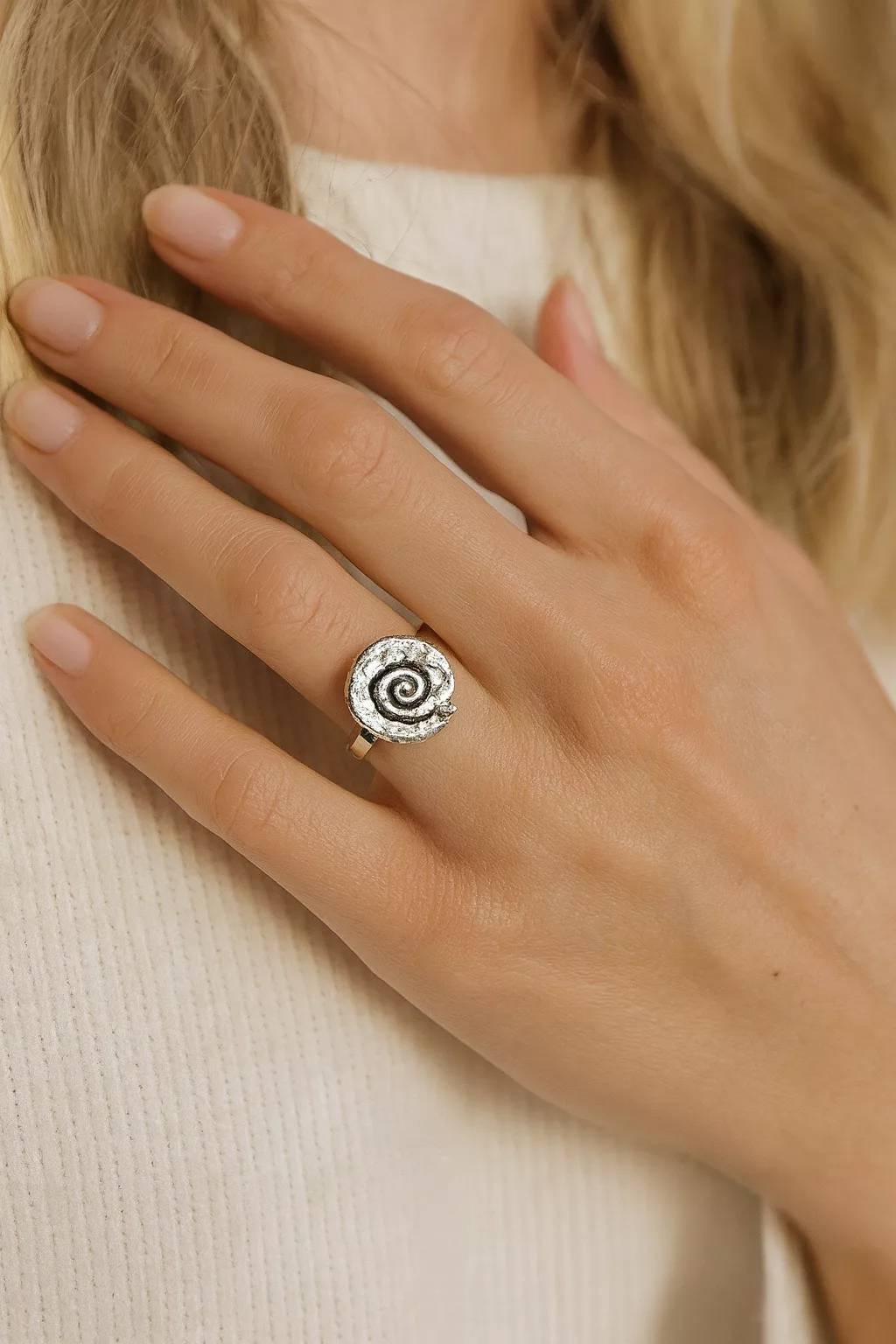 bague spirale d'argent