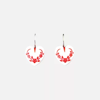 boucles d'oreilles coeurs rouges et blancs