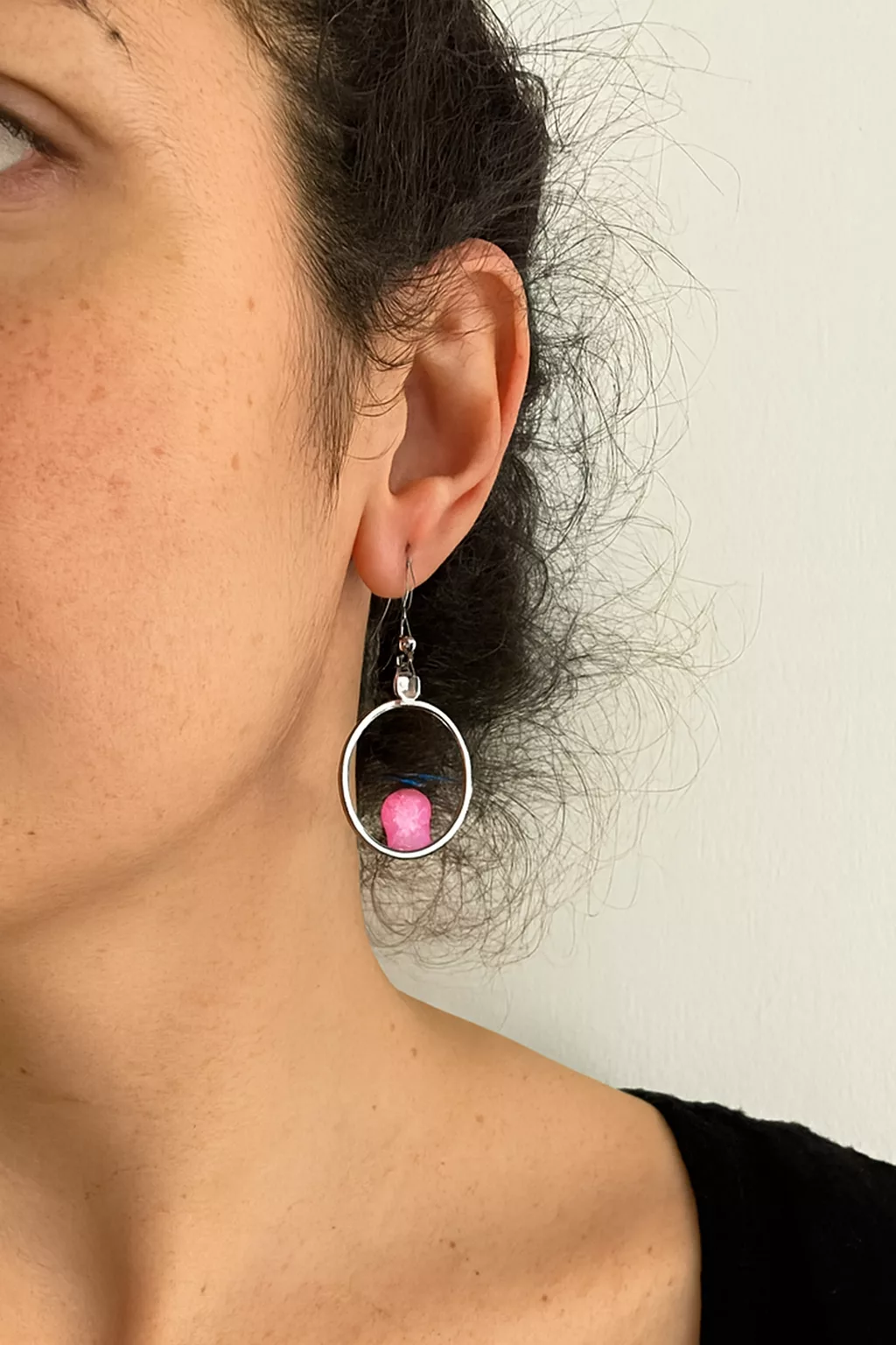 boucles d'oreille nacre rose