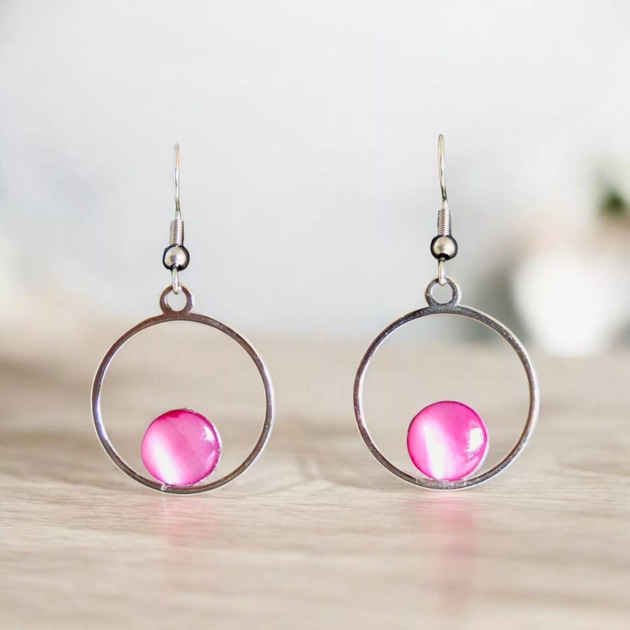 boucles d'oreille nacre rose