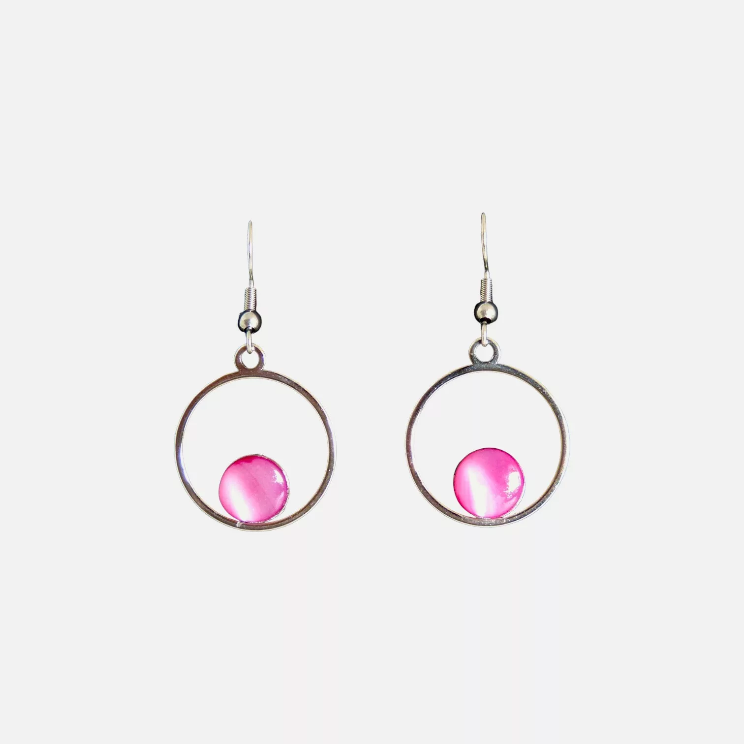 boucles d'oreille nacre rose