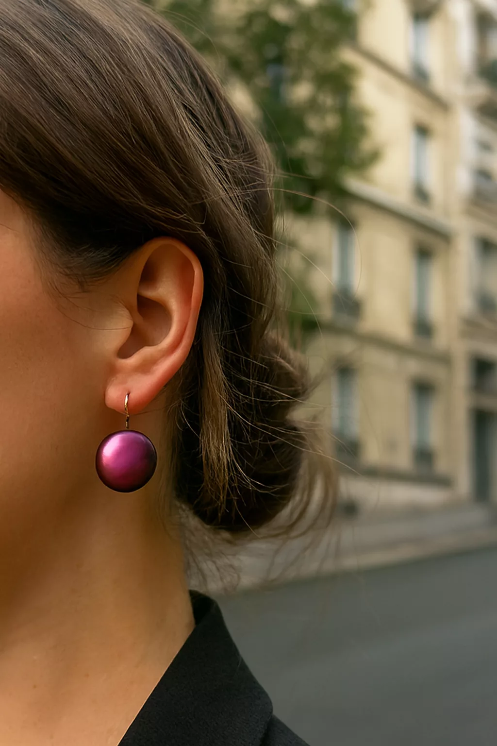 boucles d'oreilles violettes