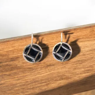 boucles d'oreilles noir et argent