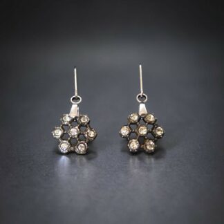 Boucles d'oreilles argentées strass Constellation en anciens boutons