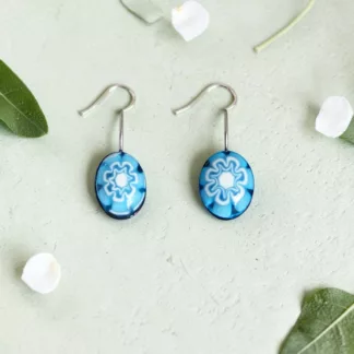 Boucles d'oreilles Murano bleues en anciens boutons