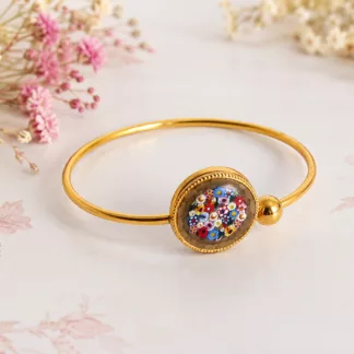 Bracelet mosaïque multicolore Millefiori créé à partir d'un ancien bouton
