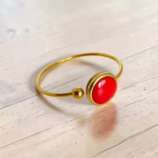 Bracelet rouge et doré Coquelicot en bouton ancien