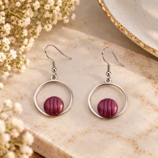 Boucles d'oreilles cercle framboise Framboise Graphique en anciens boutons